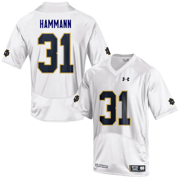 Men's NCAA Notre Dame Fighting Irish #31 Grant Hammann Stitched College Under Armour Authentic White Football Jersey GO10Y57AB